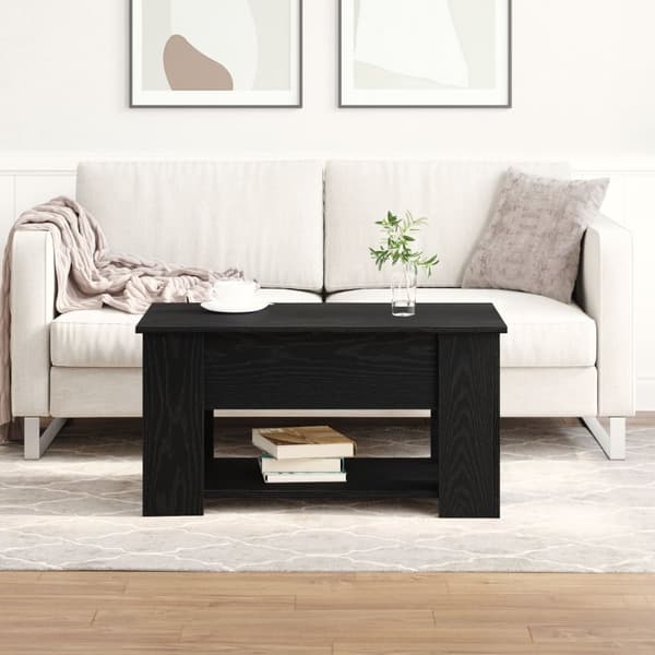 vidaXL Sofabord Sort egetræ Træ 79 x 49 x 42,5 cm Sofabord Rektangulær