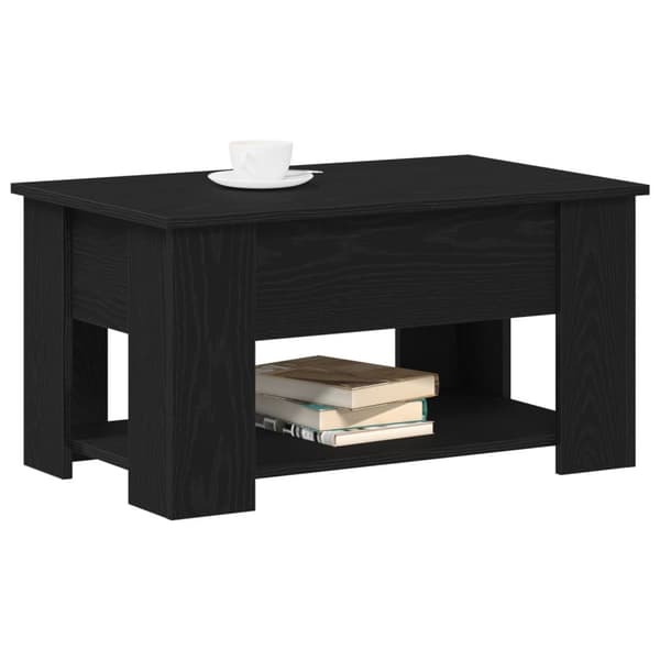 vidaXL Sofabord Sort egetræ Træ 79 x 49 x 42,5 cm Sofabord Rektangulær