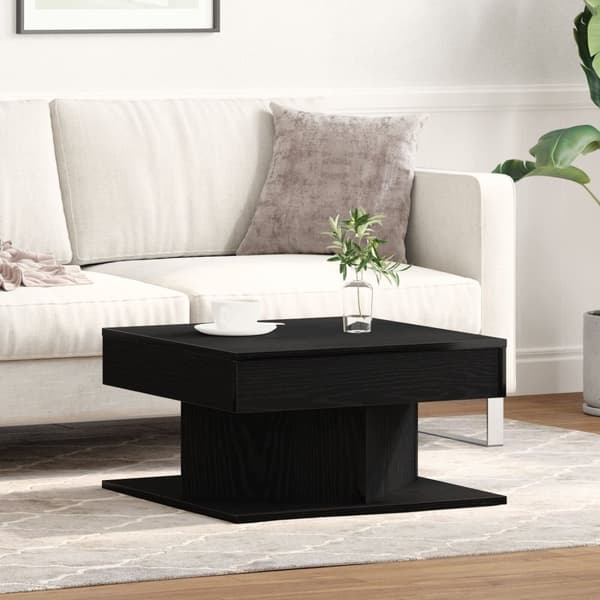 vidaXL Sofabord Sort egetræ Træ 57 x 57 x 30 cm Sofabord Firkantet