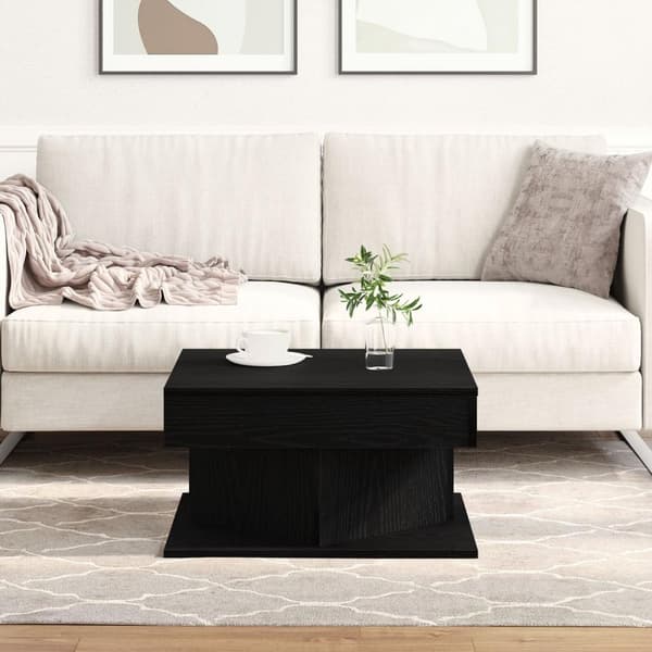 vidaXL Sofabord Sort egetræ Træ 57 x 57 x 30 cm Sofabord Firkantet