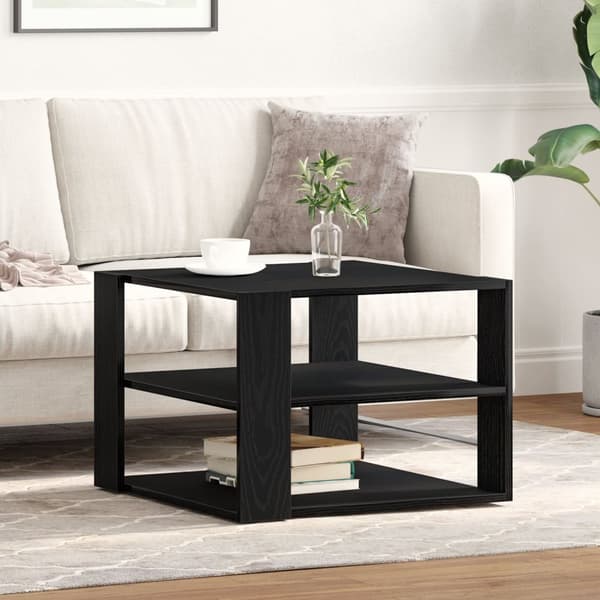 vidaXL Sofabord Sort egetræ Træ 59.5x59.5x40 cm Sofabord Firkantet