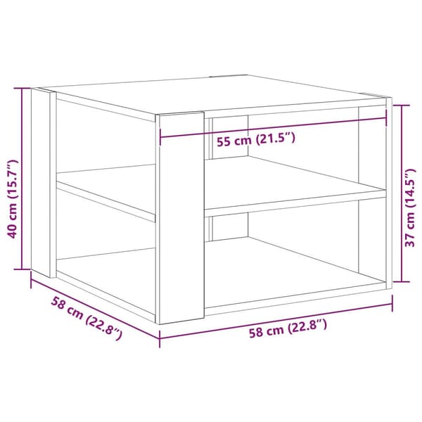 vidaXL Sofabord Sort egetræ Træ 59.5x59.5x40 cm Sofabord Firkantet
