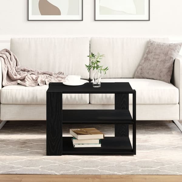 vidaXL Sofabord Sort egetræ Træ 59.5x59.5x40 cm Sofabord Firkantet