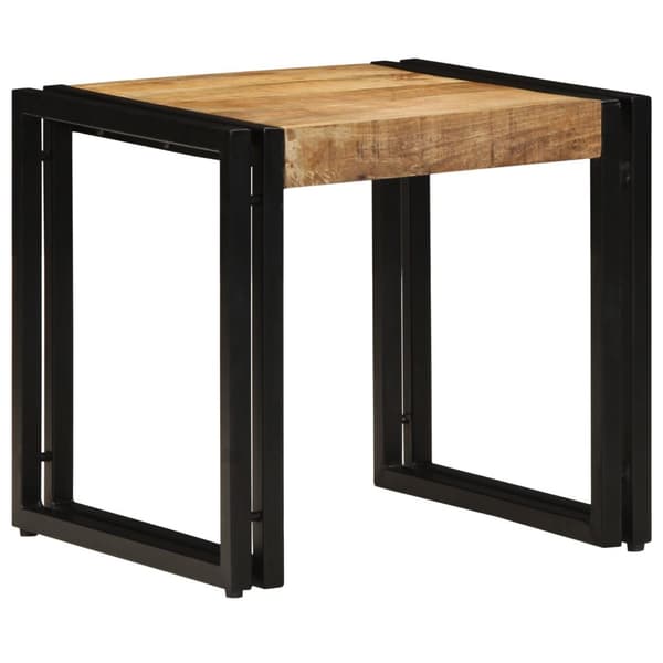 vidaXL Sofabord Brun, Sort Massivt Groft Mangotræ, Jern 40 x 40 x 38 cm
