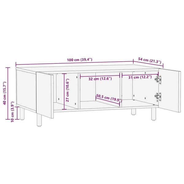 vidaXL Kaffebord 100x54x40 cm Massivt Akasietre