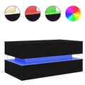 Miniatyrbillede 4 af 11: vidaXL sofabord med LED-lys 90x50x40 cm sort egetræsfarve