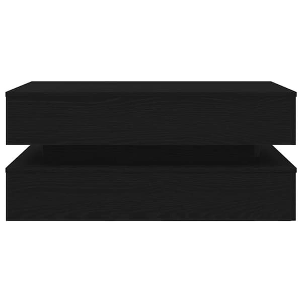 vidaXL sofabord med LED-lys 90x50x40 cm sort egetræsfarve