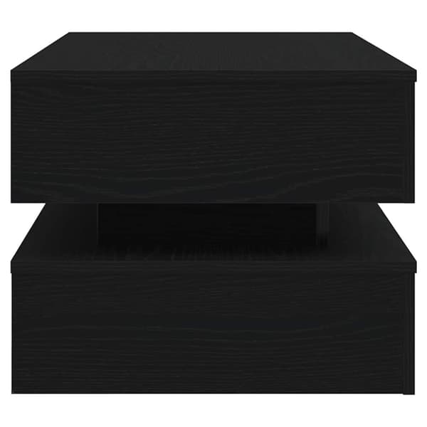vidaXL sofabord med LED-lys 90x50x40 cm sort egetræsfarve