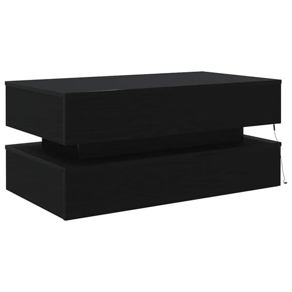 vidaXL sofabord med LED-lys 90x50x40 cm sort egetræsfarve