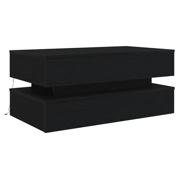 vidaXL Salongbord med LED-lys svart eik 90x50x40 cm
