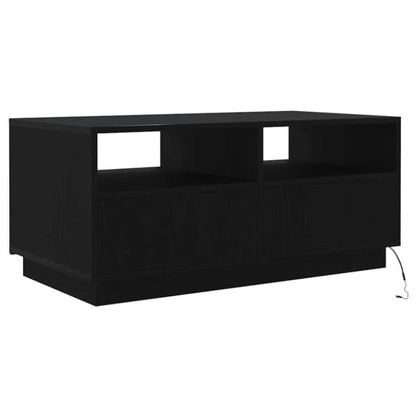 vidaXL Salongbord med LED-lys svart eik 90x49x40 cm