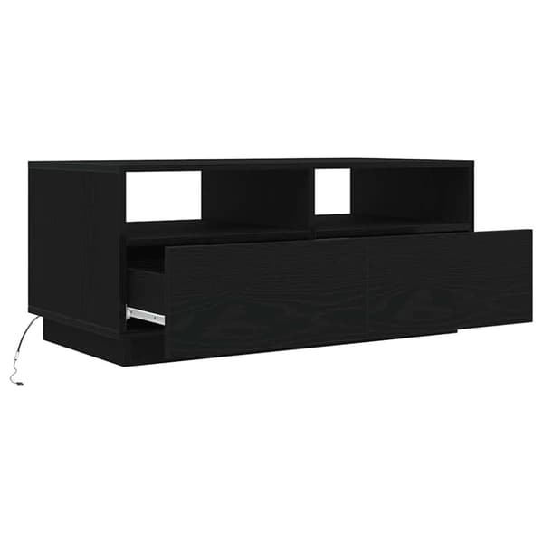 vidaXL Salongbord med LED-lys svart eik 90x49x40 cm