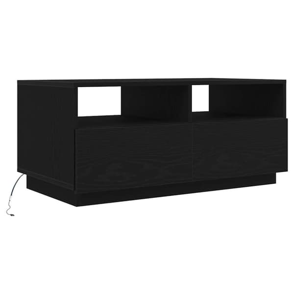 vidaXL Salongbord med LED-lys svart eik 90x49x40 cm