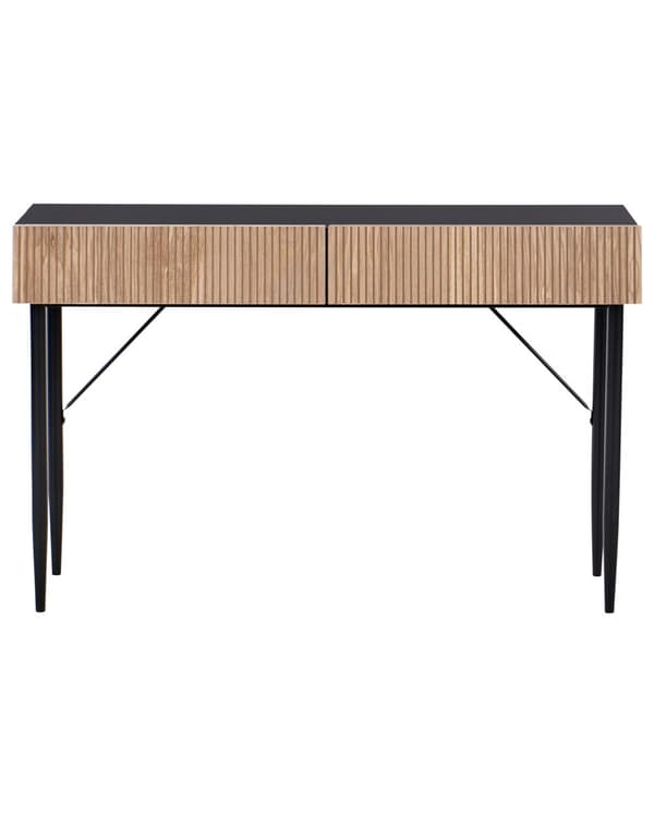 Konsollbord Svart MDF Lyst Tre Ribbet Front 2 Skuffer Moderne Gang Soverom