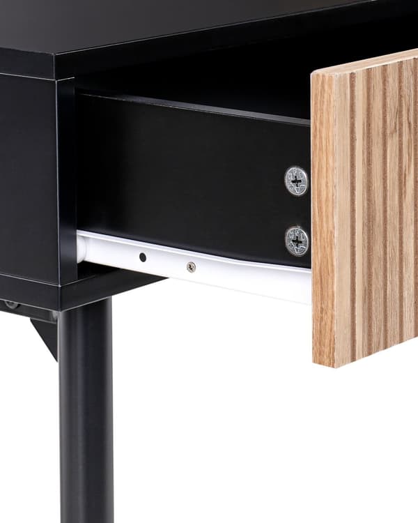 Konsollbord Svart MDF Lyst Tre Ribbet Front 2 Skuffer Moderne Gang Soverom