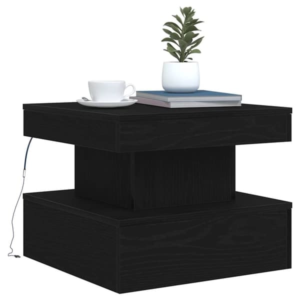 vidaXL Salongbord med LED-lys svart eik 50x50x40 cm