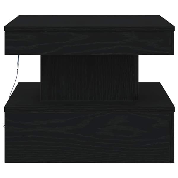vidaXL Salongbord med LED-lys svart eik 50x50x40 cm