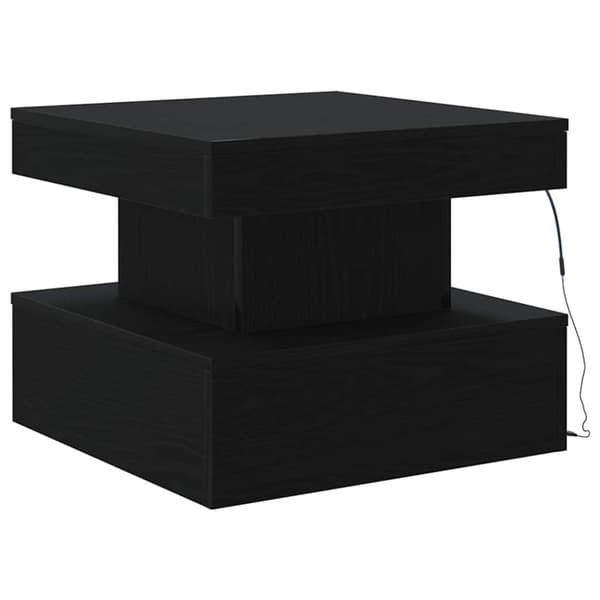 vidaXL Salongbord med LED-lys svart eik 50x50x40 cm