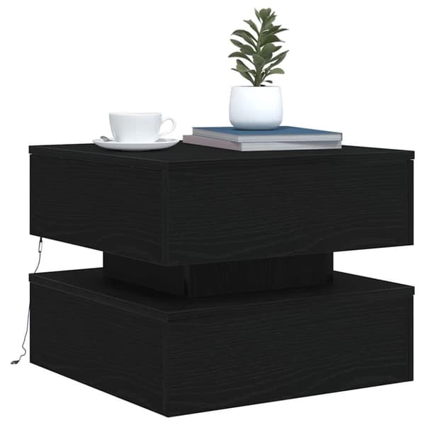 vidaXL Soffbord med LED svart ek 50x50x40 cm