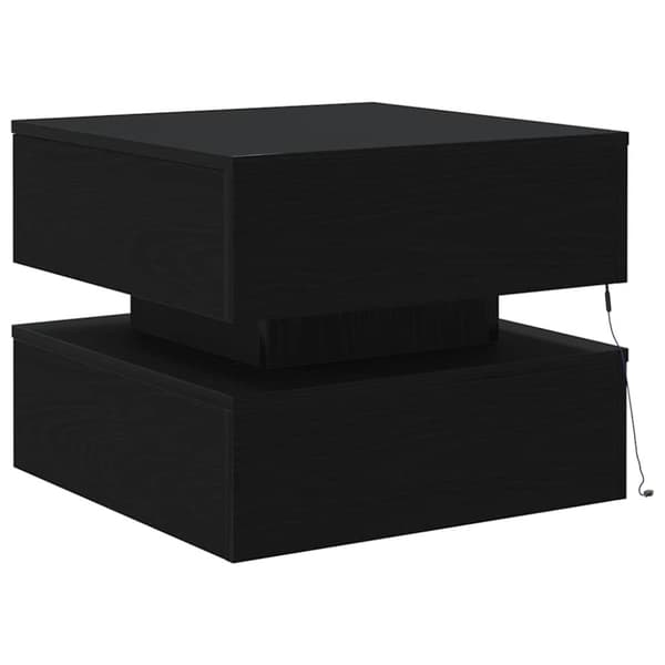 vidaXL Soffbord med LED svart ek 50x50x40 cm