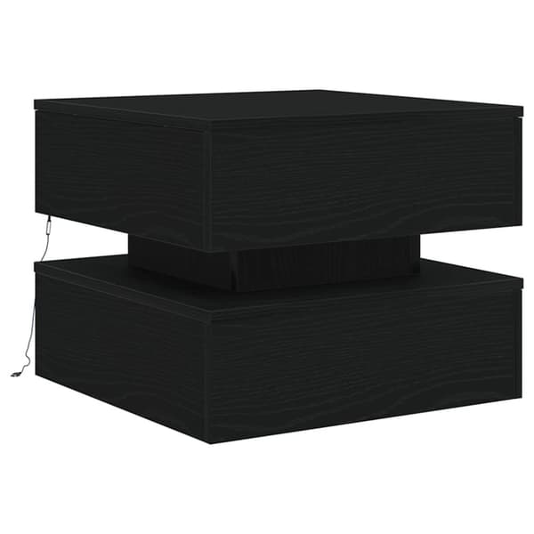 vidaXL Soffbord med LED svart ek 50x50x40 cm