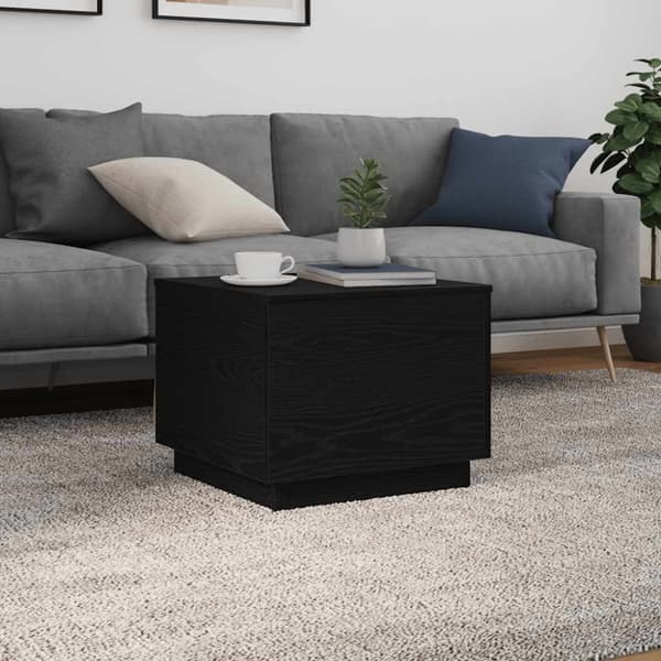 vidaXL Salongbord med LED-lys svart eik 50x50x40 cm