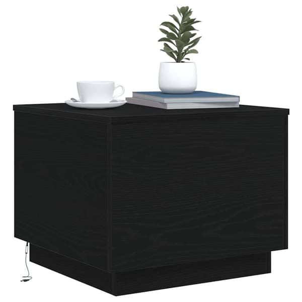 vidaXL Salongbord med LED-lys svart eik 50x50x40 cm
