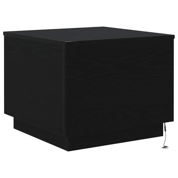 vidaXL Salongbord med LED-lys svart eik 50x50x40 cm