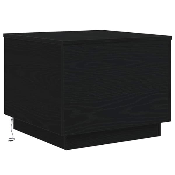 vidaXL Salongbord med LED-lys svart eik 50x50x40 cm