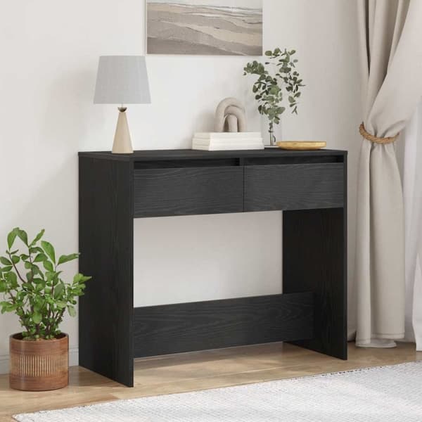vidaXL konsolbord 89x41x76,5 cm konstrueret træ sort egetræsfarve