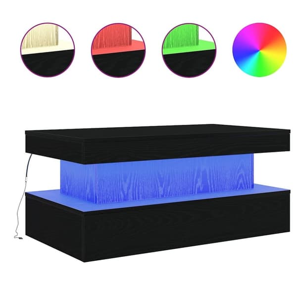 vidaXL Soffbord med LED svart ek 90x50x40 cm