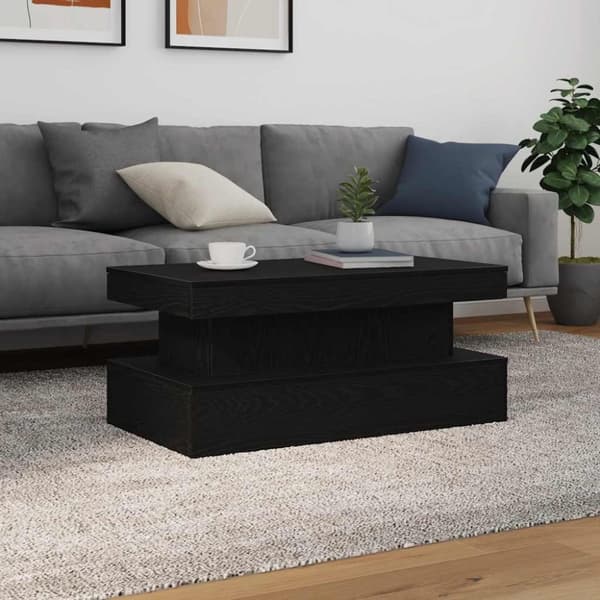 vidaXL Soffbord med LED svart ek 90x50x40 cm