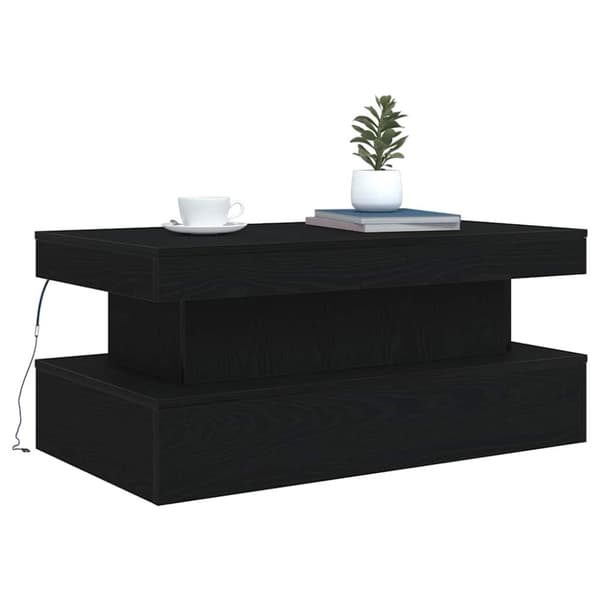 vidaXL Soffbord med LED svart ek 90x50x40 cm