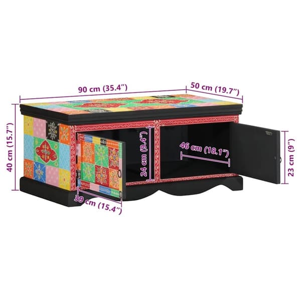 vidaXL Soffbord flerfärgat 90x50x40 cm massivt trä mango