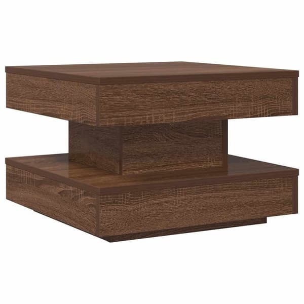 vidaXL sofabord 360 grader drejeligt 50x50x34,5 cm brun egetræ