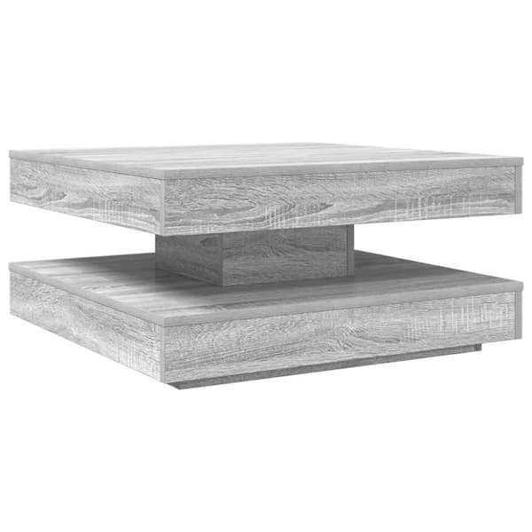 vidaXL sofabord 360 grader drejeligt 70x70x34,5 cm grå sonoma-eg