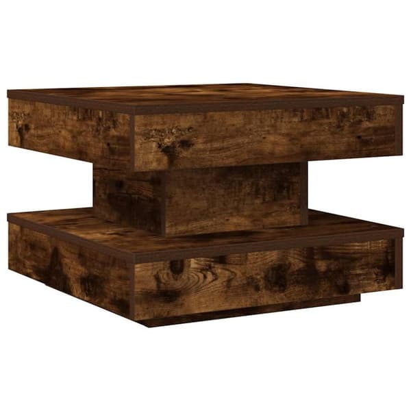 vidaXL Soffbord 360 grader vridbart rökfärgad ek 50x50x34,5 cm