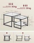 Miniatyrbild 6 av 6: Kaffebord Set, VASAGLE med LED-belysning, 60x60 cm, Vit