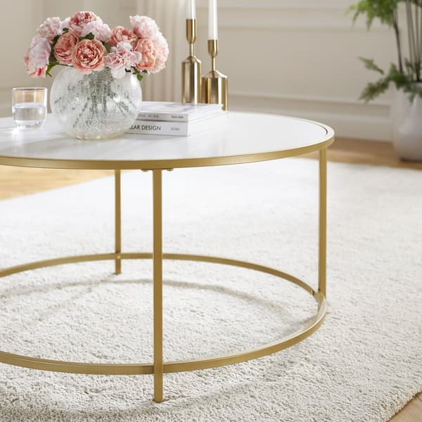 Sofabord, VASAGLE, 84x45,5 cm, Hvid-Guld.