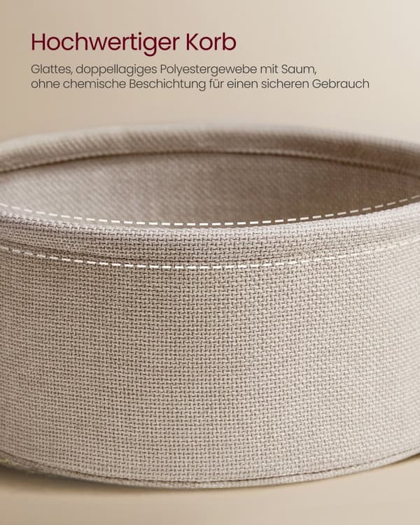 Sofabord, VASAGLE, 75 cm i diameter, 45 cm højde, Mat hvid-Kamelbrun.