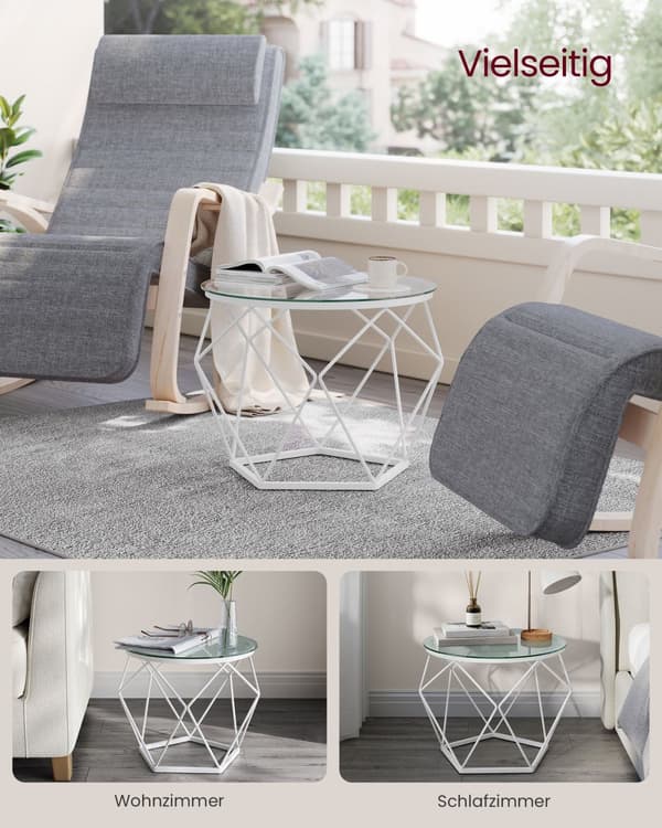 Soffbord, VASAGLE, Transparent-Molnvit.