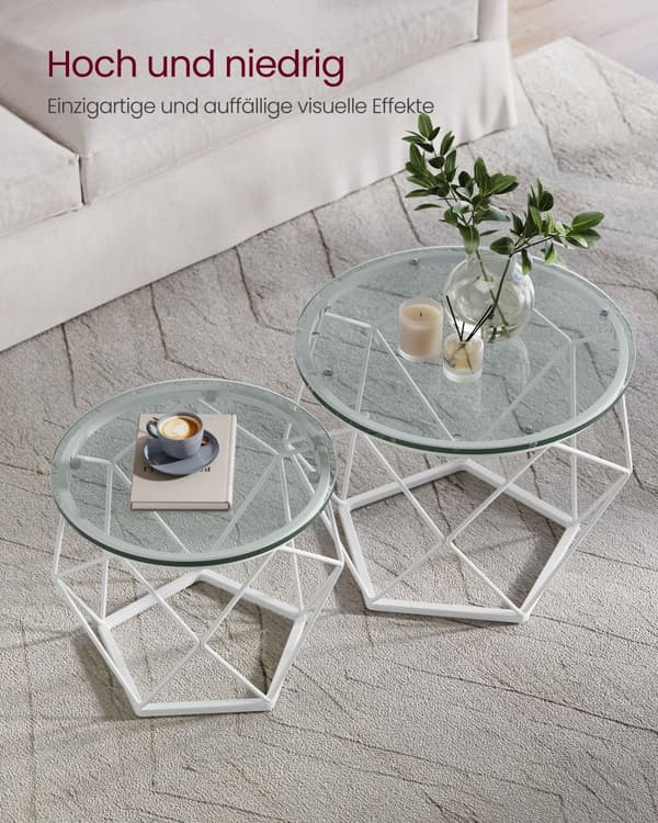 Soffbord, VASAGLE, Transparent-Molnvit.