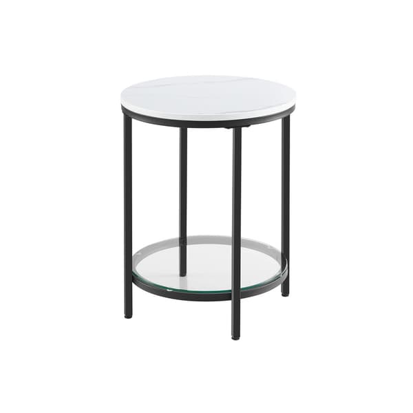 Sofabord, VASAGLE, 45x55 cm, Hvid Marmor Look, Sort Ramme.