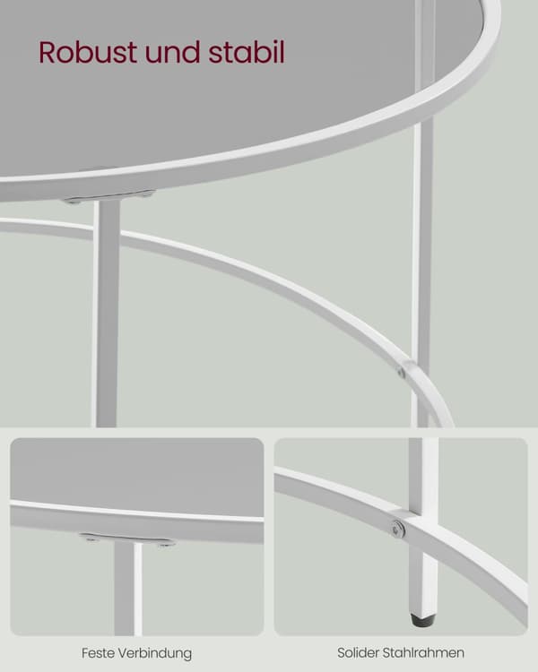 Soffbord, VASAGLE sidobord runt, 84x45,5 cm, Svart.