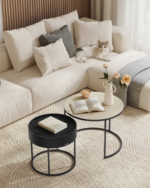 Soffbord, VASAGLE, 60x60x45 cm, Naturbeige.