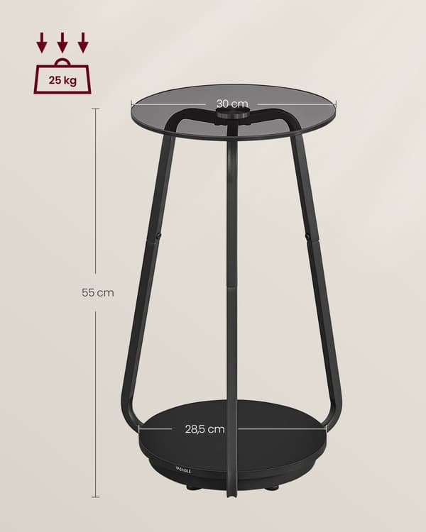 Sofabord, rundt, LET287W59, 30 cm i diameter, 55 cm H, Skifergrå
