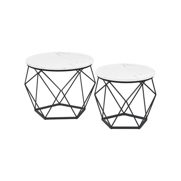 Sofabord, sidebord, Vasagle, 60x45 cm, Marmorhvid.