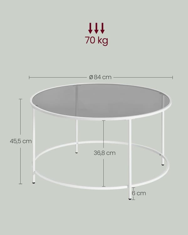 Soffbord, VASAGLE sidobord runt, 84x45,5 cm, Svart.
