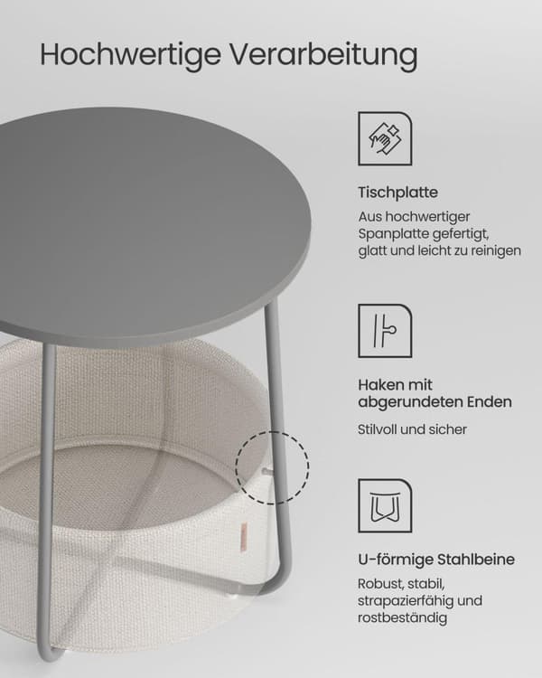 Bord, VASAGLE LET223W10, 45x50 cm, Hvid