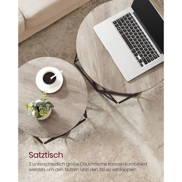 Kaffebord Set, VASAGLE, Greige-Svart